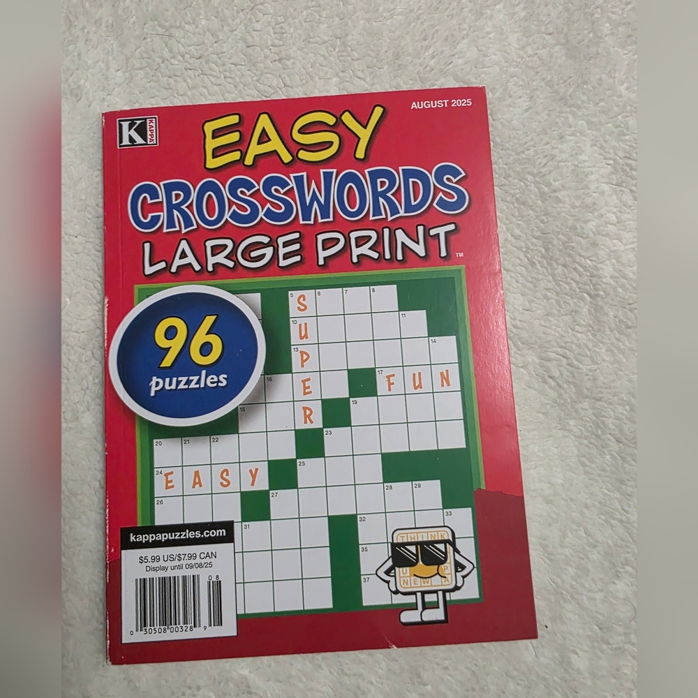 Kappa Easy Crosswords Large Print Puzzle Book - Red Cover